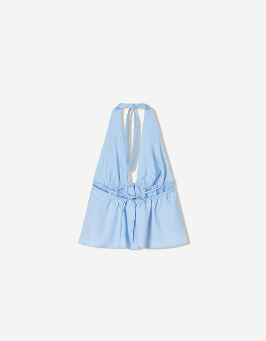 Top halter con lino
