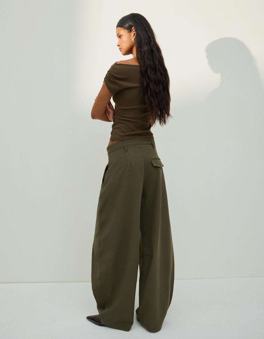 PANTALON PLIEGUES DOBLE TELA