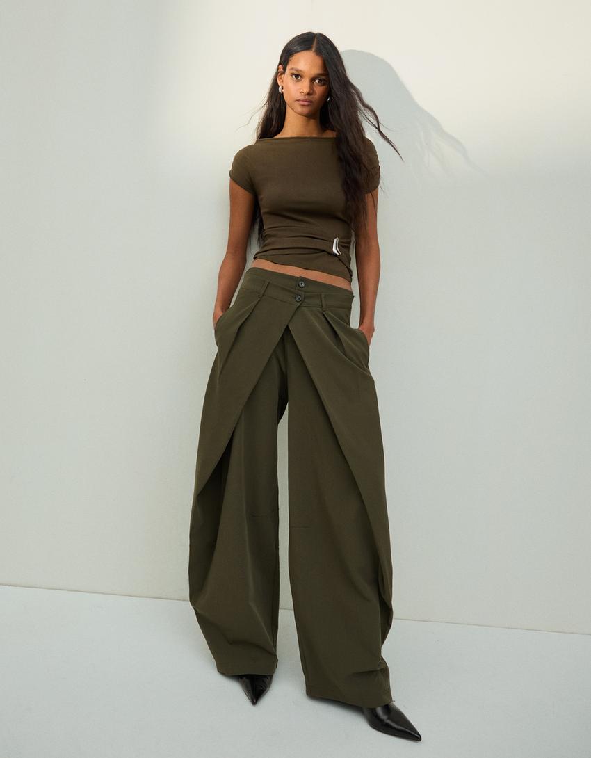 PANTALON PLIEGUES DOBLE TELA