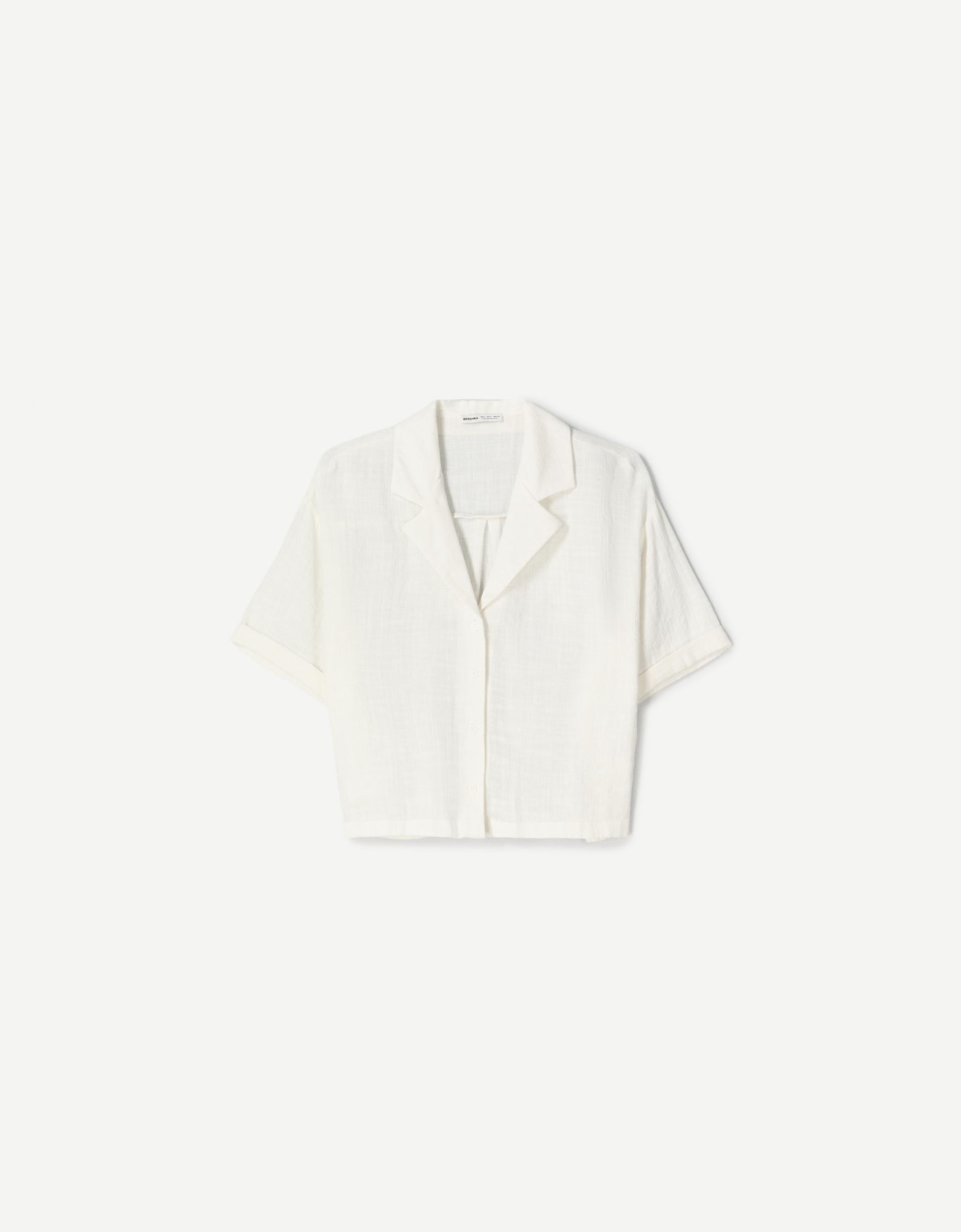 Camisa manga corta rústica estructura - Bershka