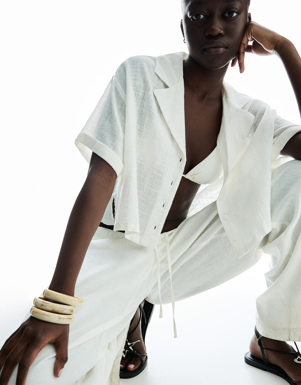 Camisa manga corta rústica estructura - Bershka