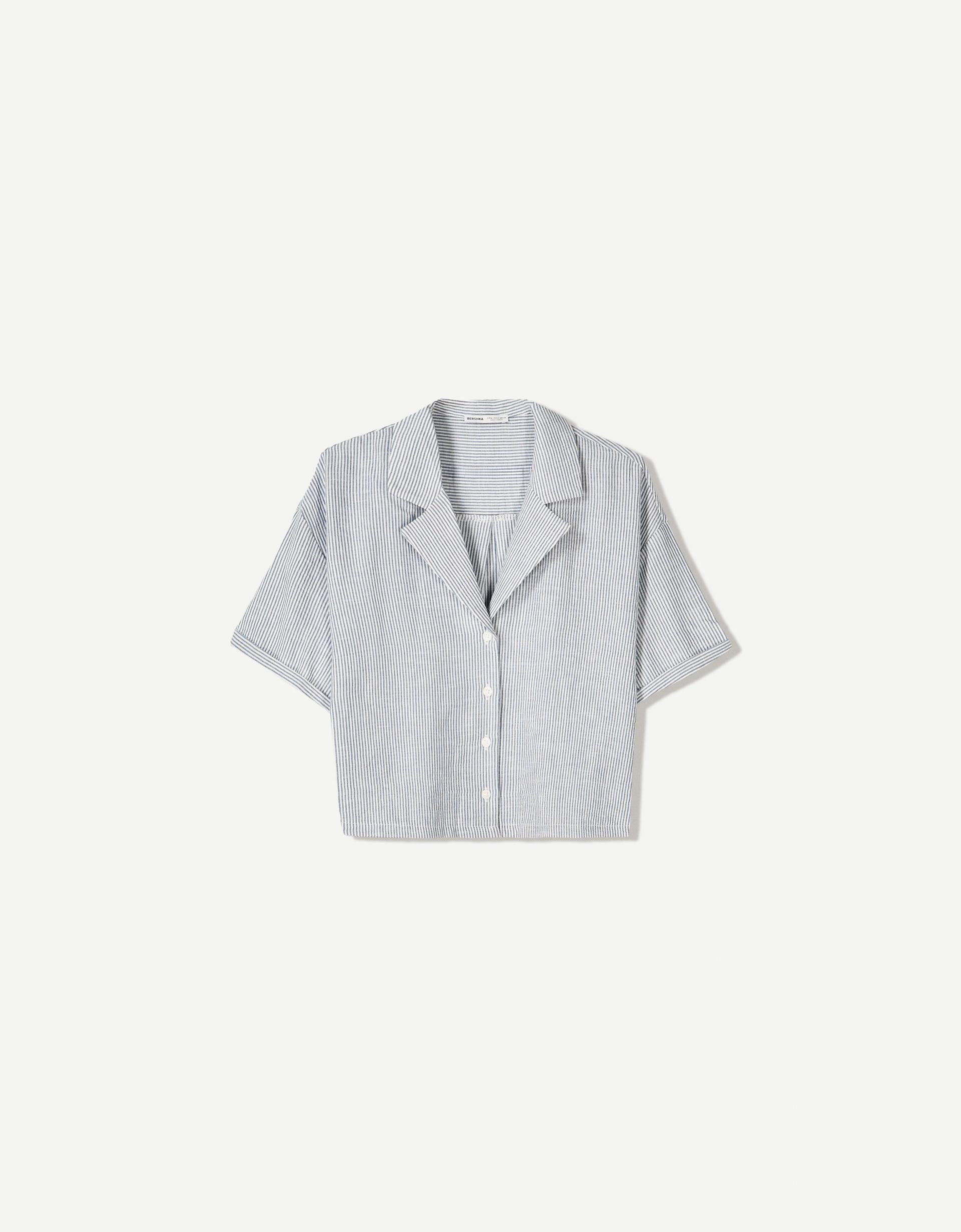 Camisa manga corta rústica estructura - Bershka