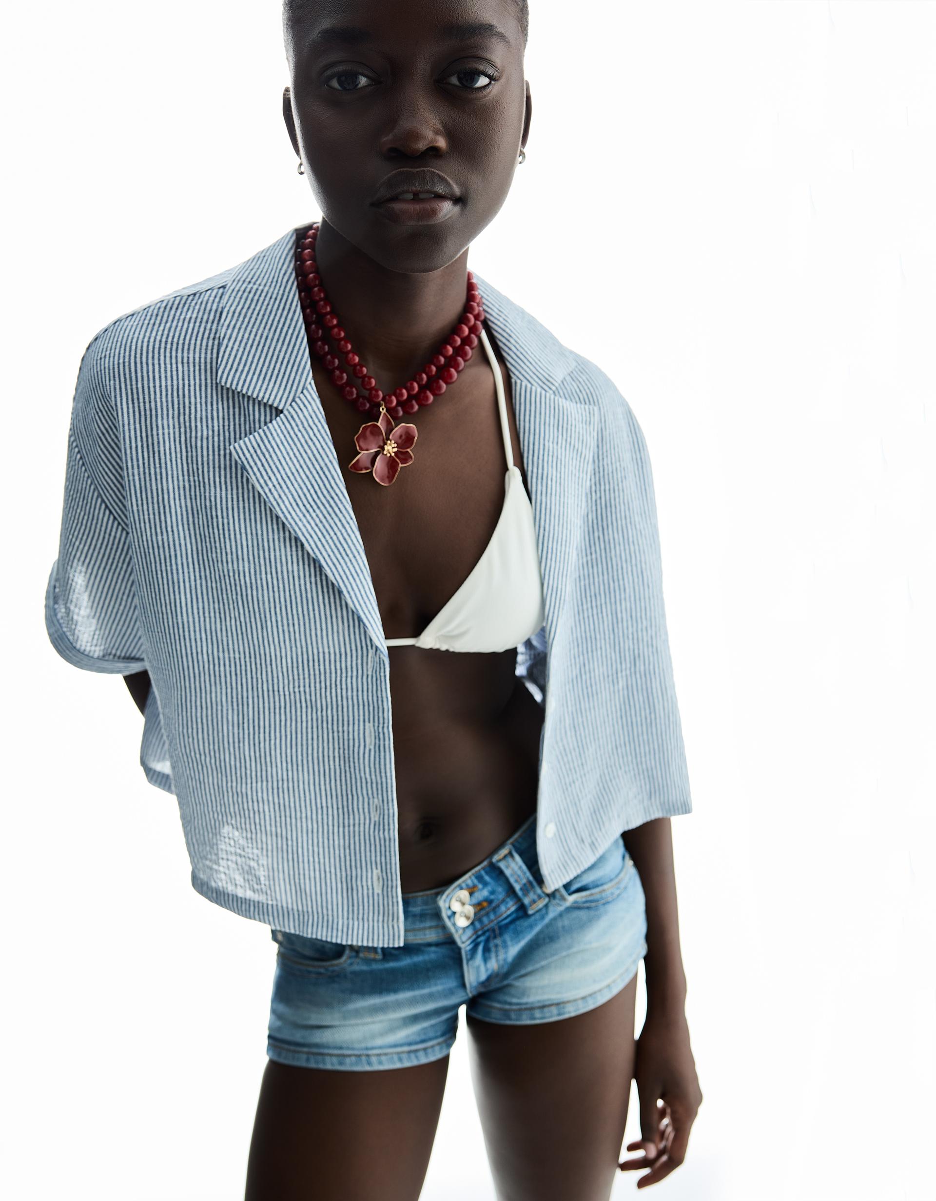 Camisa manga corta rústica estructura - Bershka