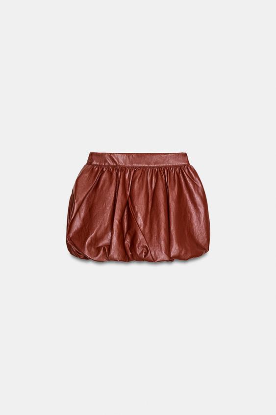FALDA MINI GLOBO EFECTO PIEL