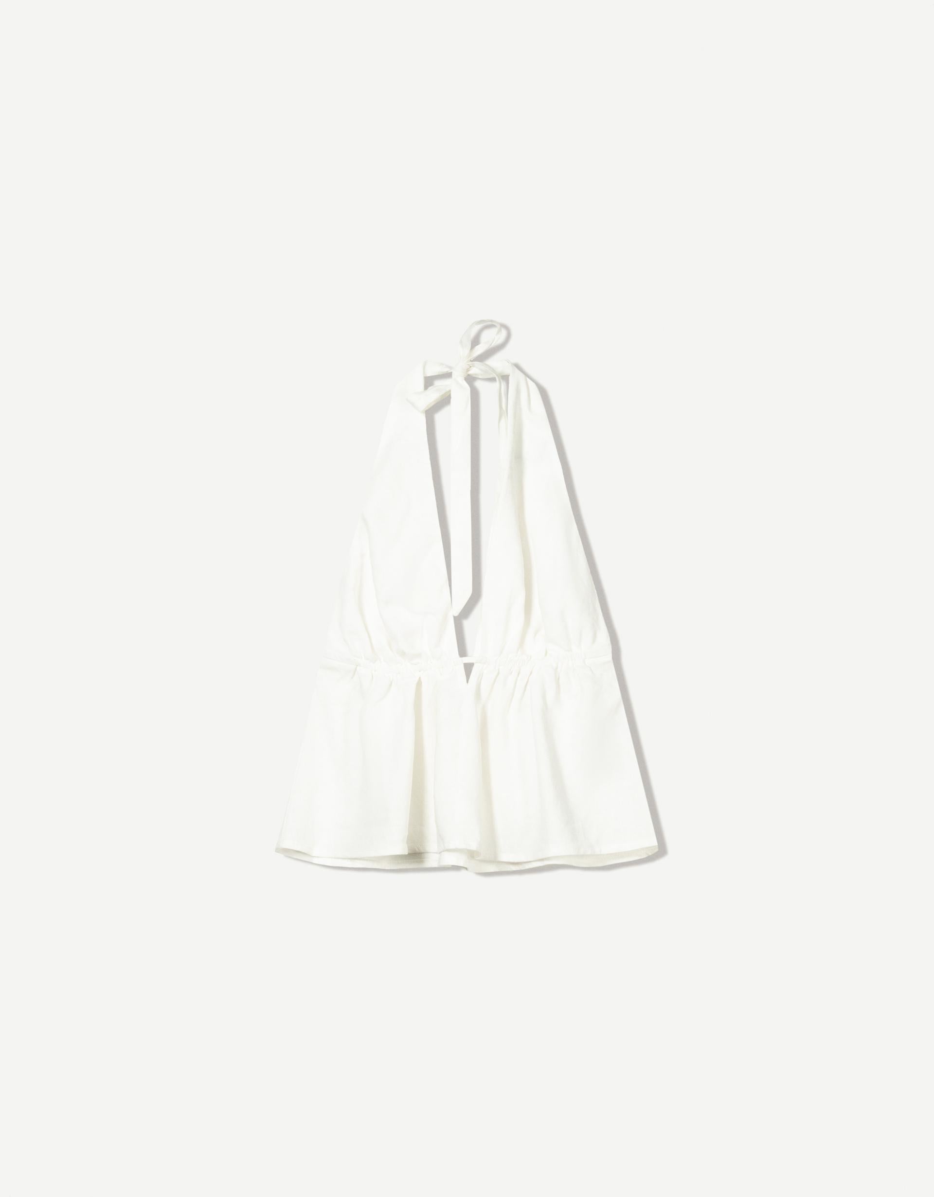 Top halter con lino - Bershka