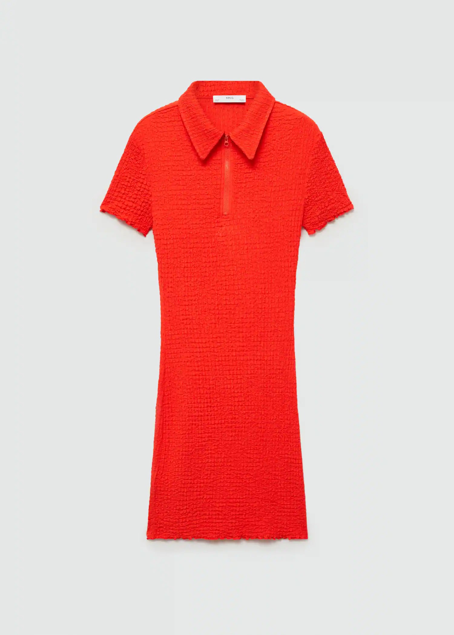 Vestido cuello polo textura - Mango