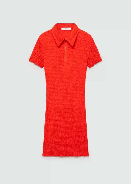 Vestido cuello polo textura