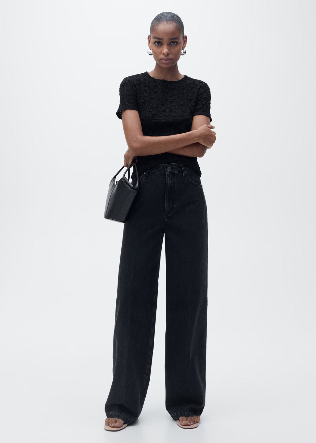 Camiseta mezcla algodón y textura - Mango