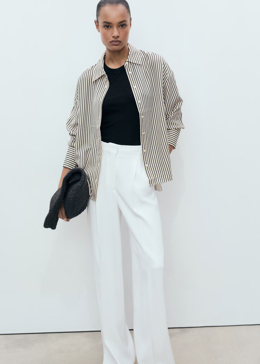 Camisa a rayas textura - Mango