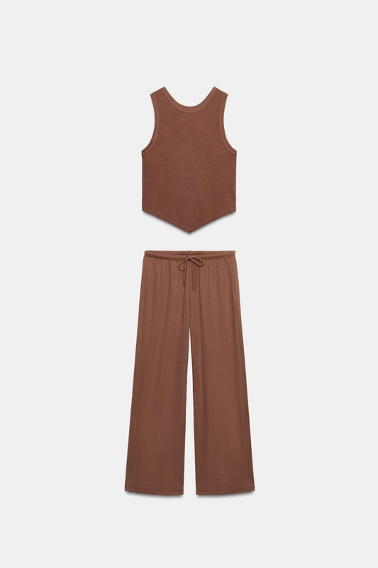 CONJUNTO PANTALON Y TOP FLUIDO ABERTURA ESPALDA