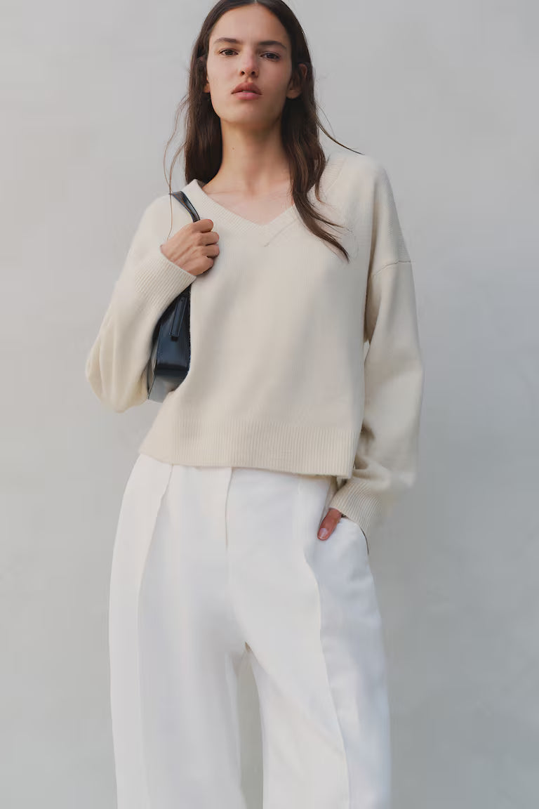 Jersey cuello pico cropped