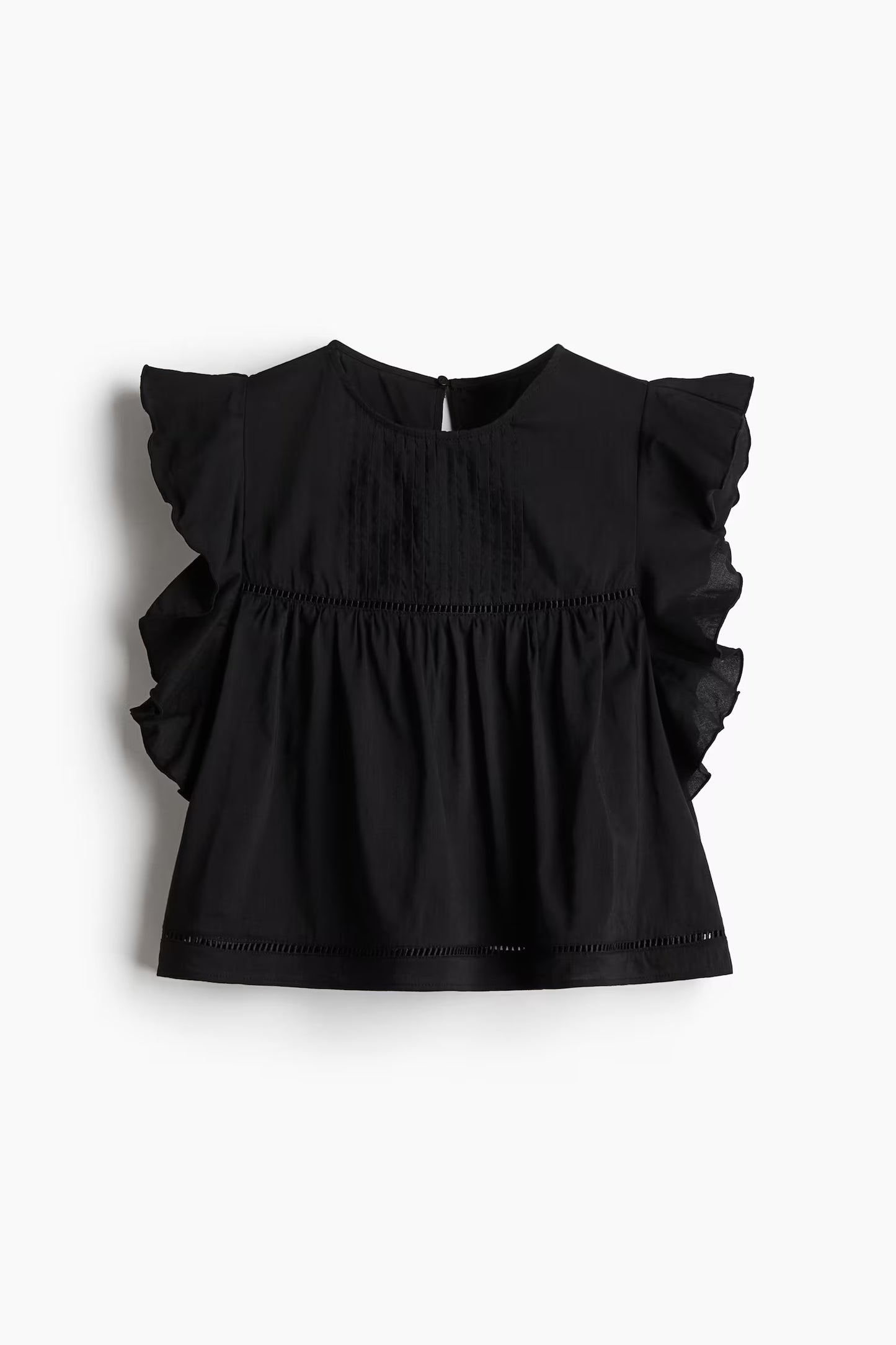 Blusa con inserciones de encaje y peplum