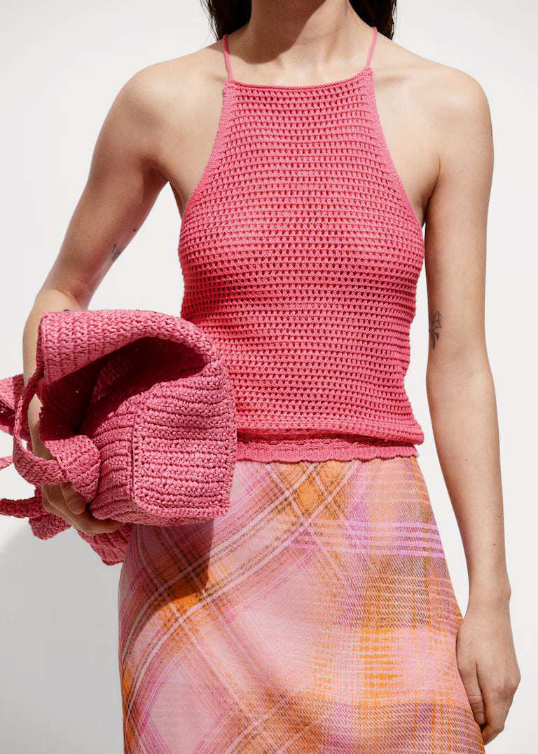 Top punto crochet rosa